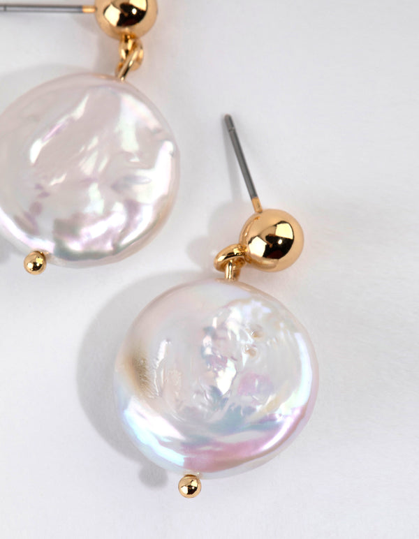 Gold Plated Freshwater Pearl Drop Earrings