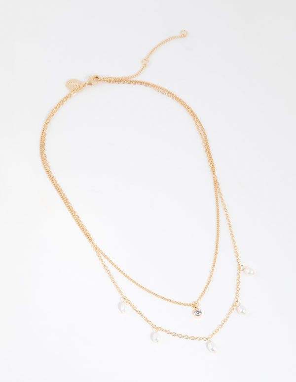 Gold Plated Freshwater Pearl Layered Necklace