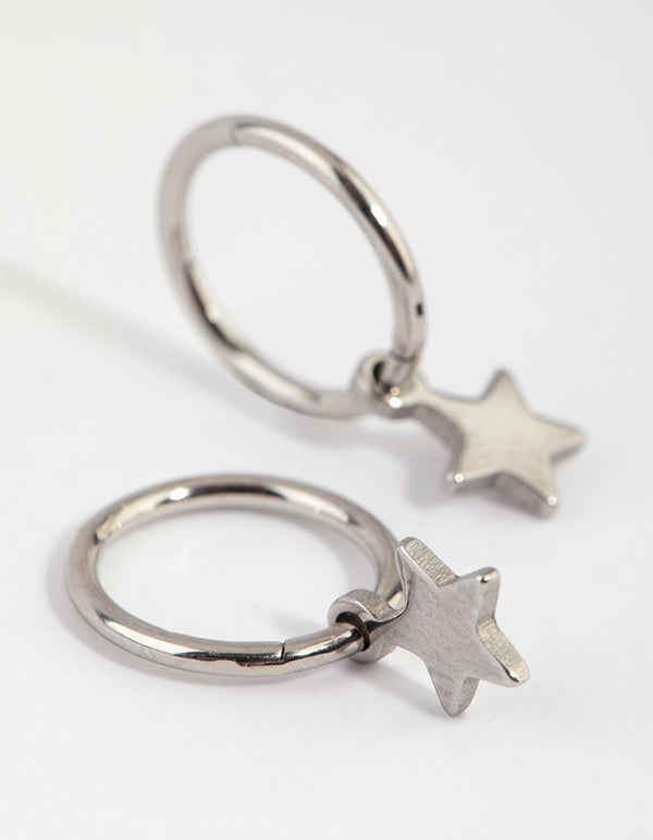 Surgical Steel Star Charm Sleeper Earrings