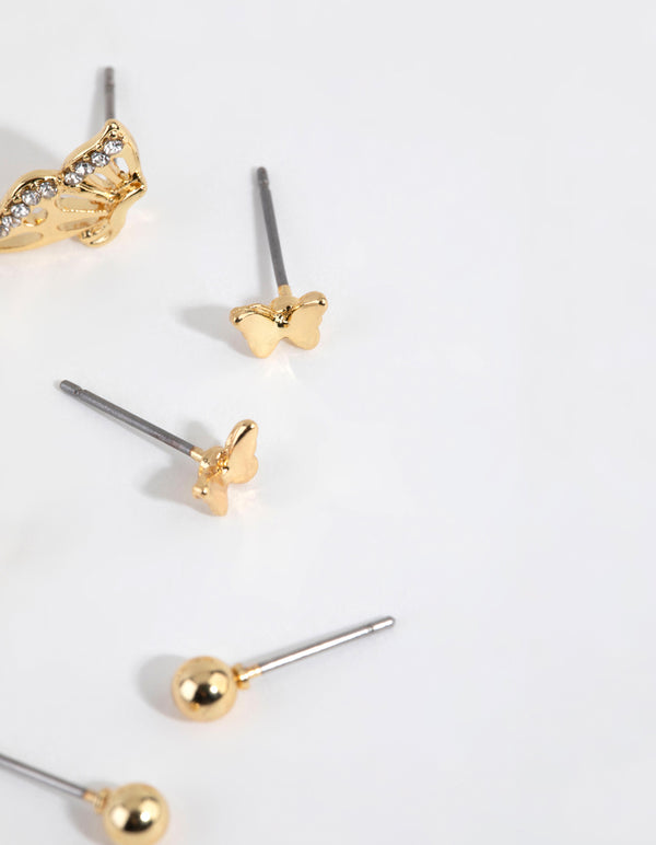 Gold Plated Butterfly Stud Pack