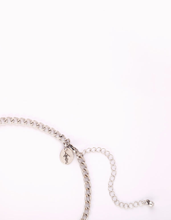 Rhodium Coin & Chain Necklace
