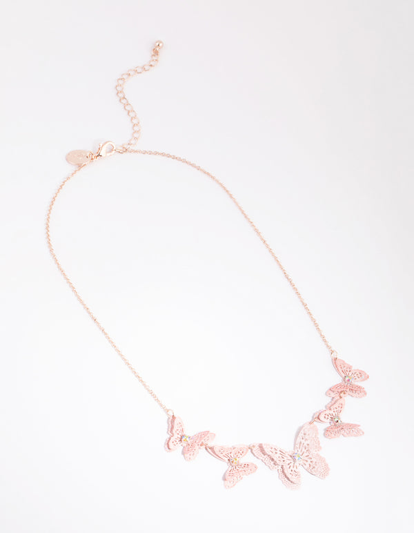 Kids Pink Butterfly Stamp Necklace