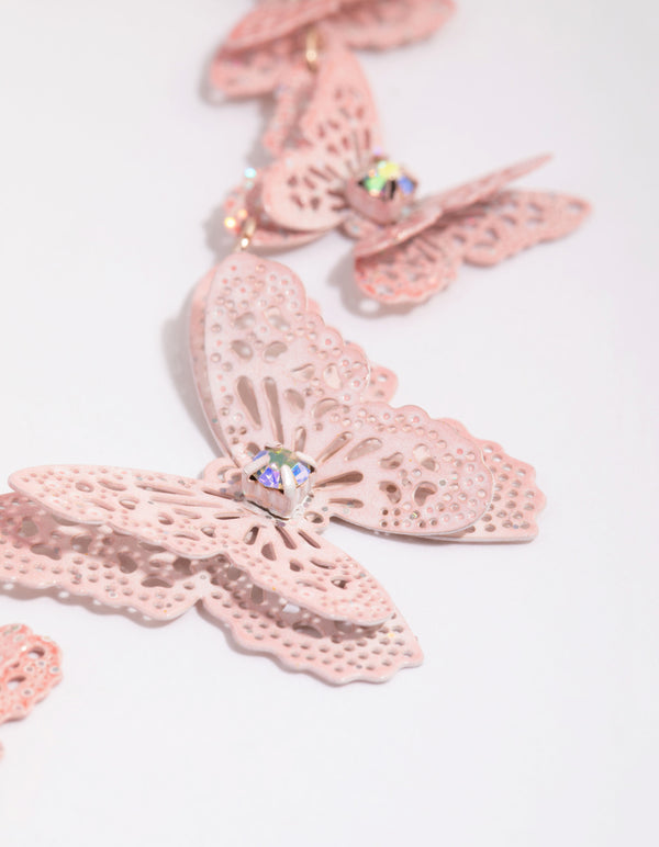 Kids Pink Butterfly Stamp Necklace