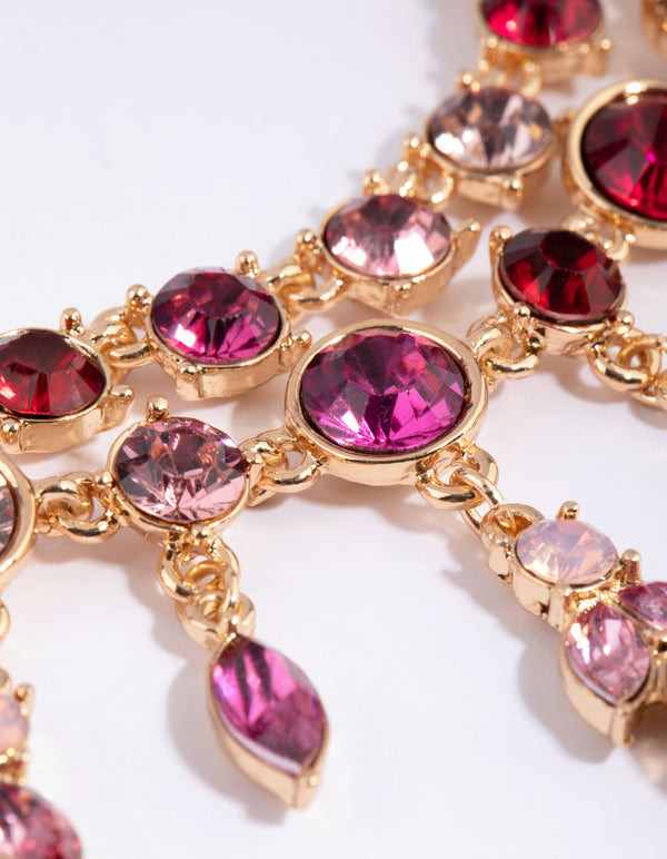 Red & Pink Mixed Cut Diamante Necklace