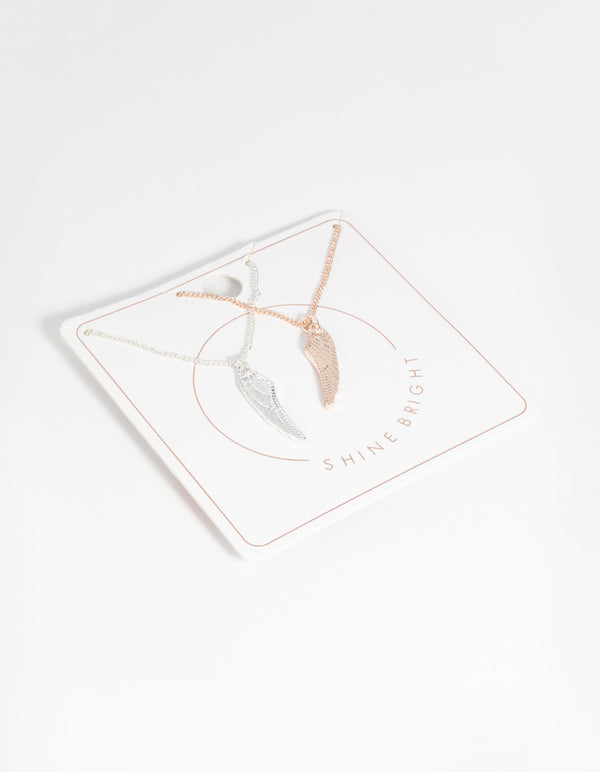 Mixed Metal Wings Necklace Set