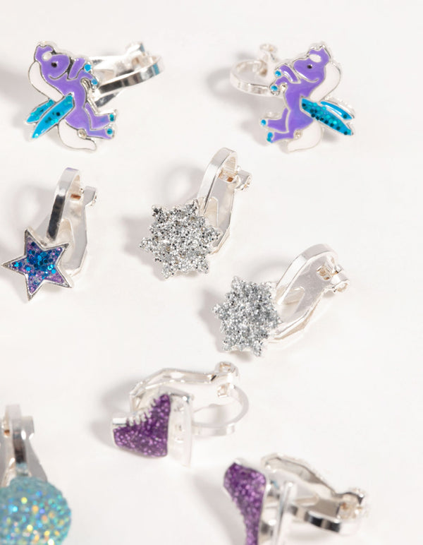 Kids Festive Snowflake Clip-On Earrings