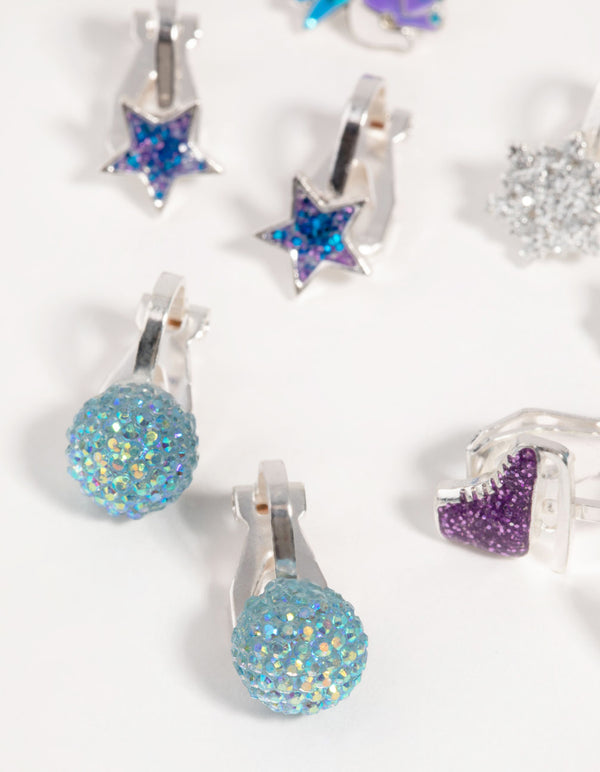 Kids Festive Snowflake Clip-On Earrings
