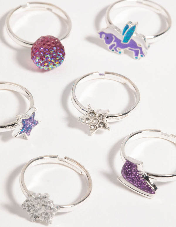 Kids Festive Snowflake Ring 6-Pack