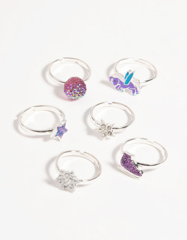 Kids Festive Snowflake Ring 6-Pack