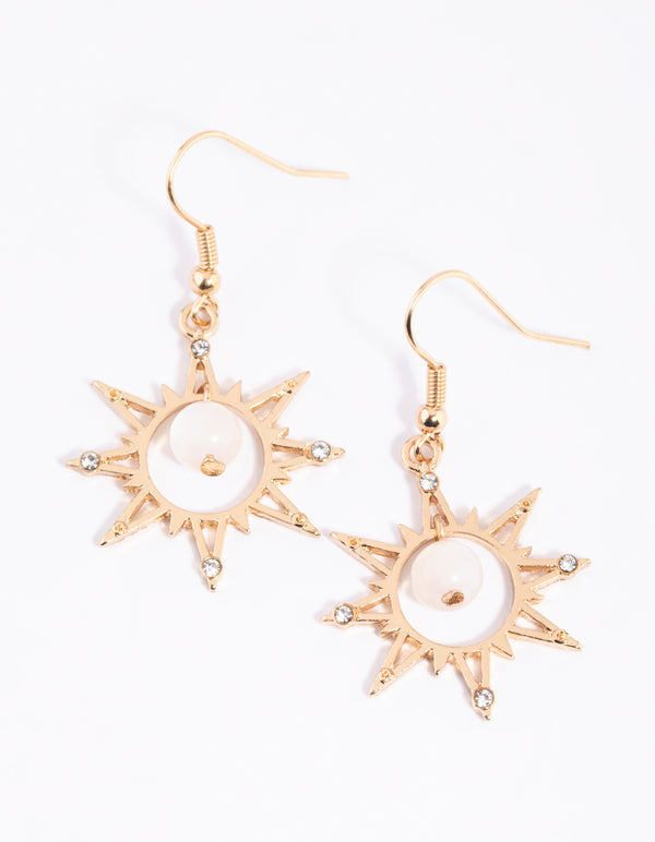 White Celestial Gem Drop Earrings
