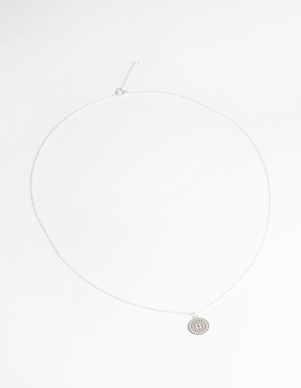 Sterling Silver Circular Stamp Necklace