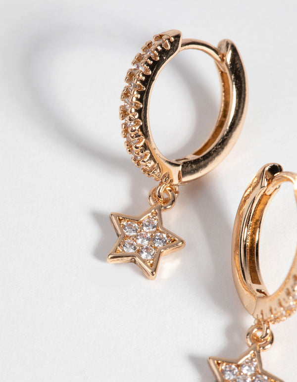 Gold Star Huggie Hoop Earrings