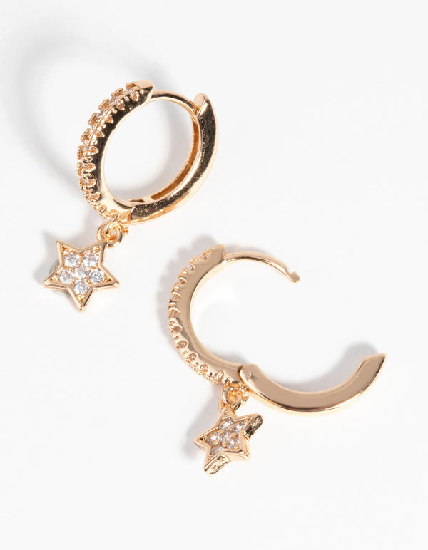 Gold Star Huggie Hoop Earrings