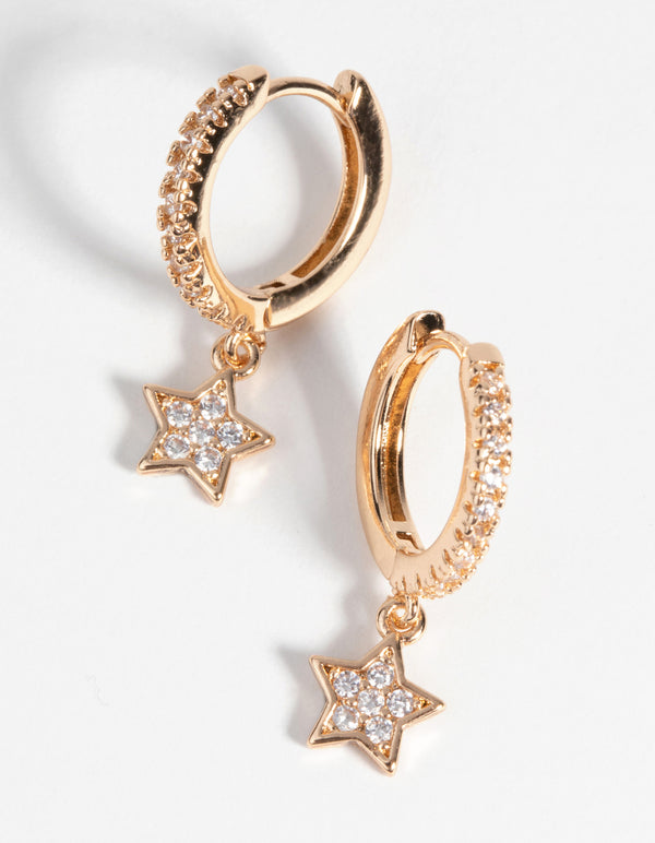 Gold Star Huggie Hoop Earrings