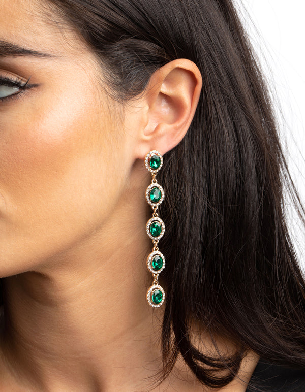 Green & Gold Drop Earrings