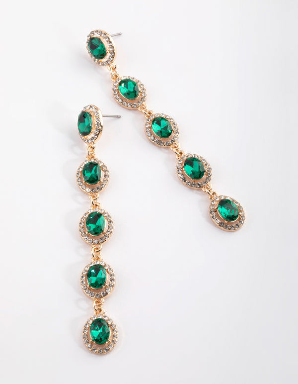 Green & Gold Drop Earrings