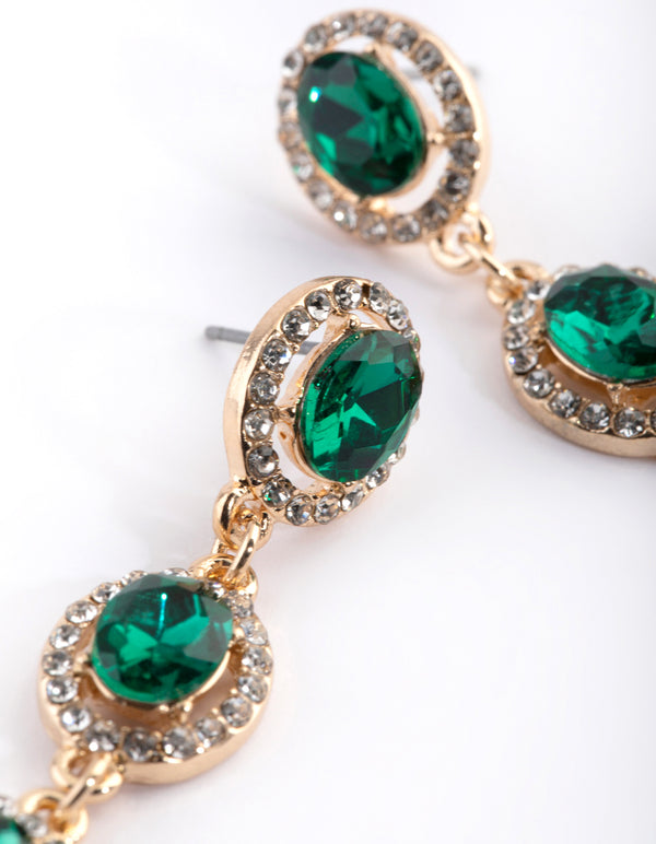 Green & Gold Drop Earrings