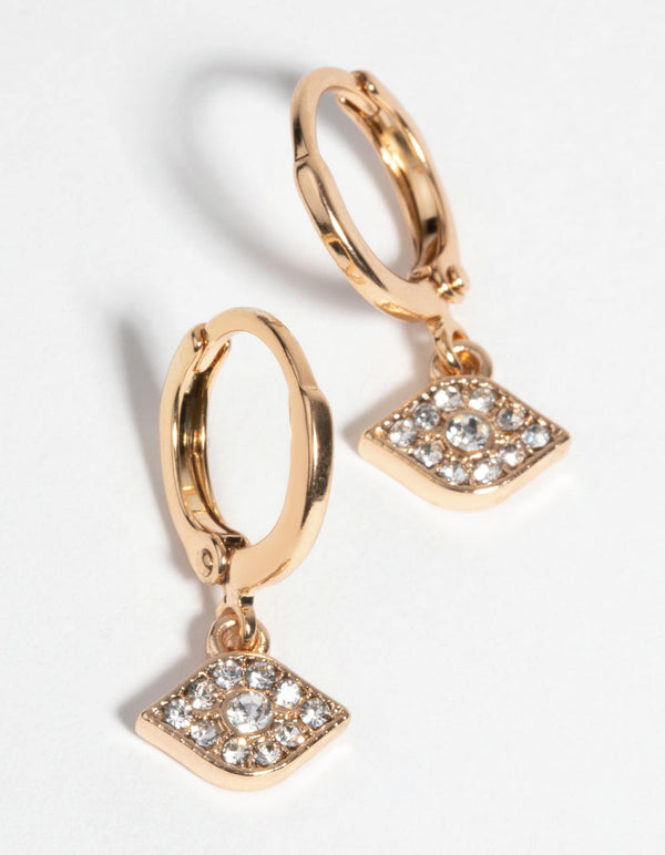 Gold Evil Eye Huggie Hoop Earrings