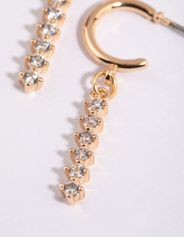 Gold Diamante Huggie Hoop Earrings