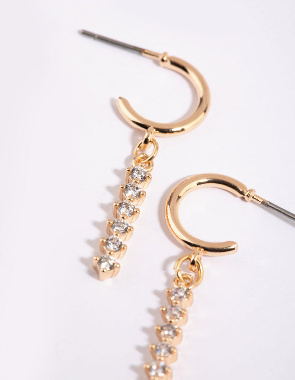 Gold Diamante Huggie Hoop Earrings