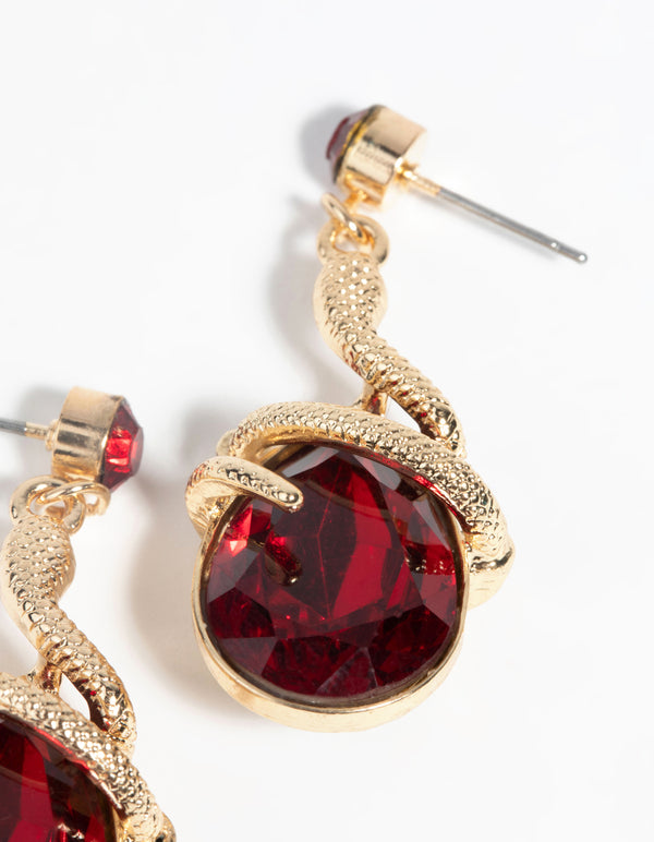 Gold Snake Wrap Drop Earrings