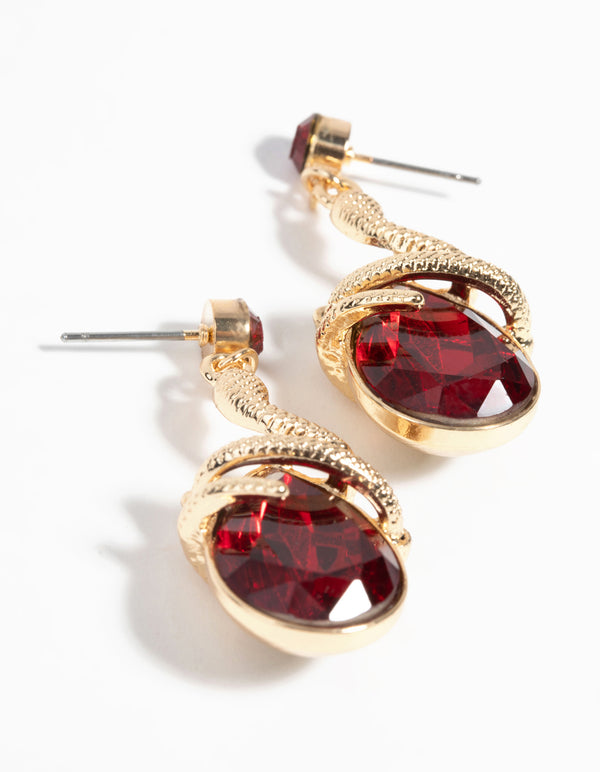 Gold Snake Wrap Drop Earrings