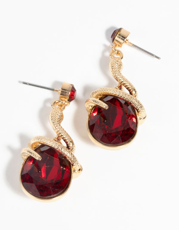 Gold Snake Wrap Drop Earrings