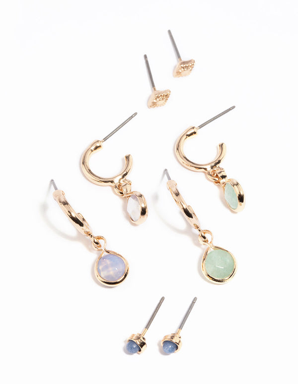 Gold Charm Stacking Earrings