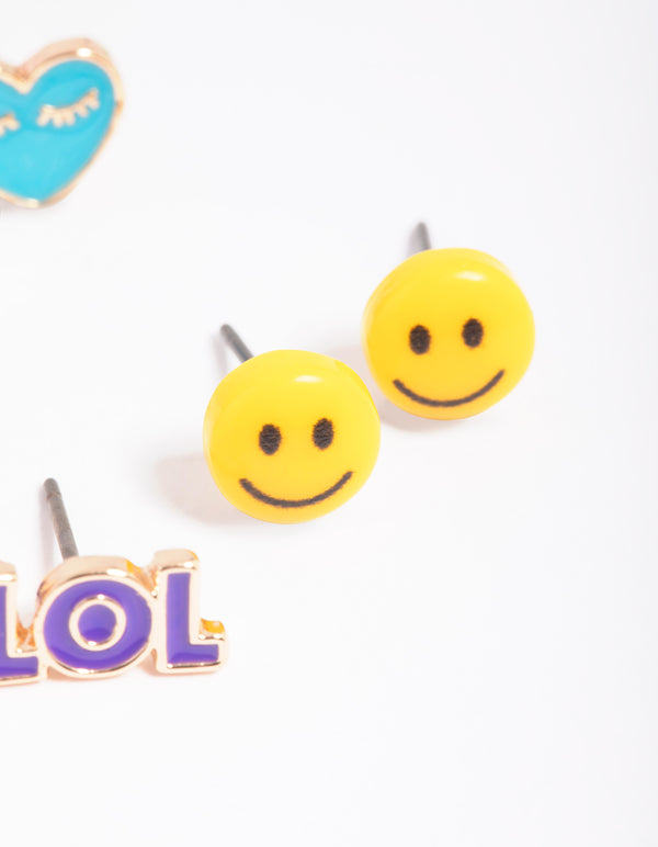 Kids Smile Stud Earring 6-Pack