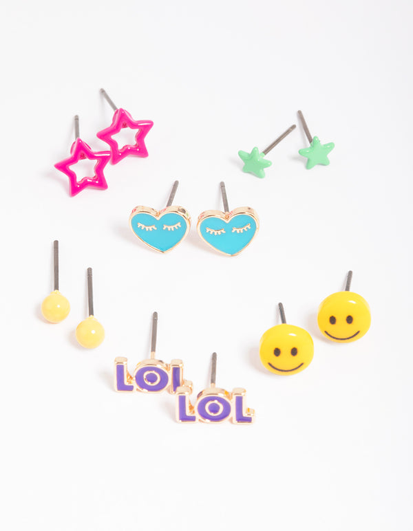 Kids Smile Stud Earring 6-Pack