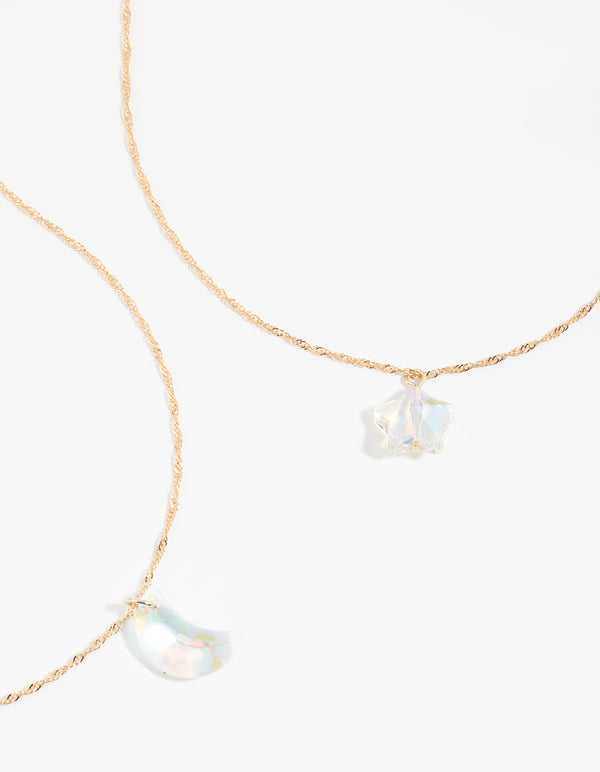 Gold Celestial Iridescent Necklace Set