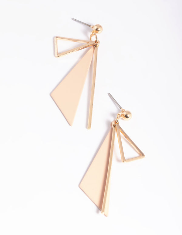 Brown Triangular Drop Earrings