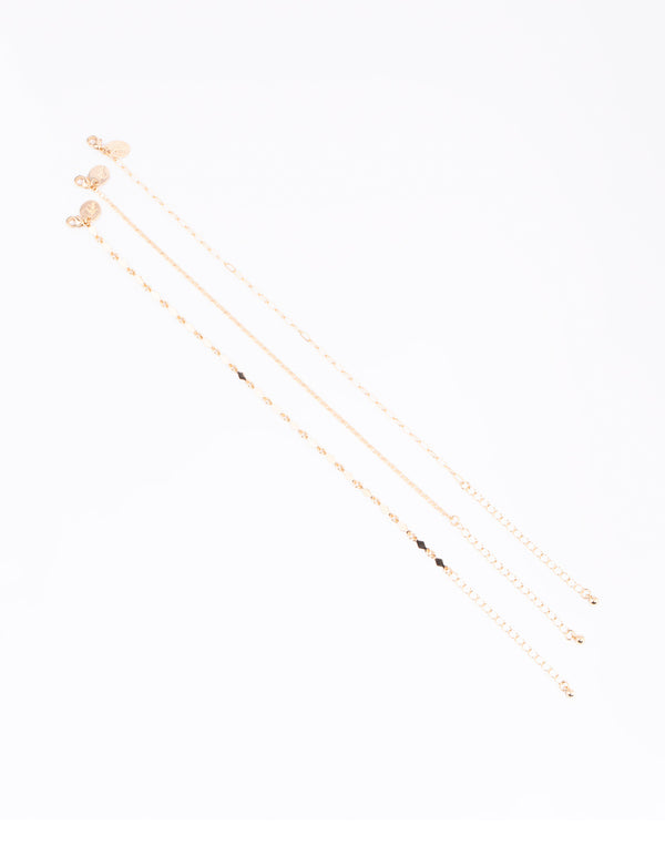 Gold Diamond Shaped Anklet Pack
