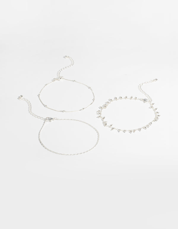 Silver Plated Dainty Anklet Pack
