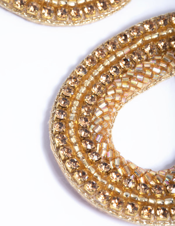 Gold Facet Bead Teardrop Earrings