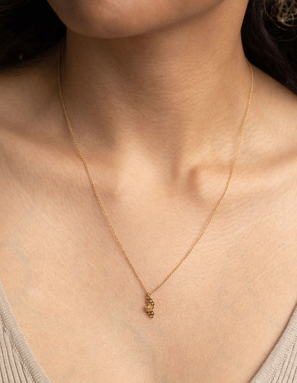 Gold Plated Sterling Silver Beehive Necklace