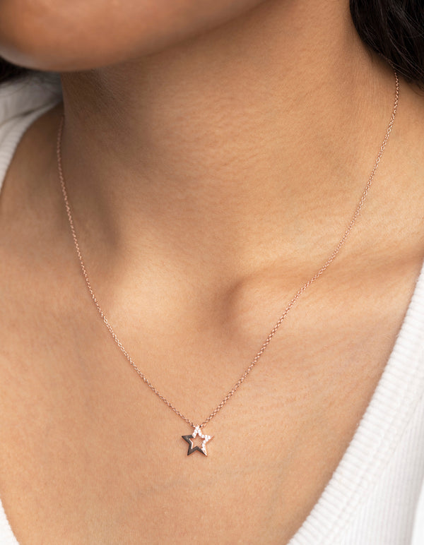 Rose Gold Plated Sterling Silver Star Necklace