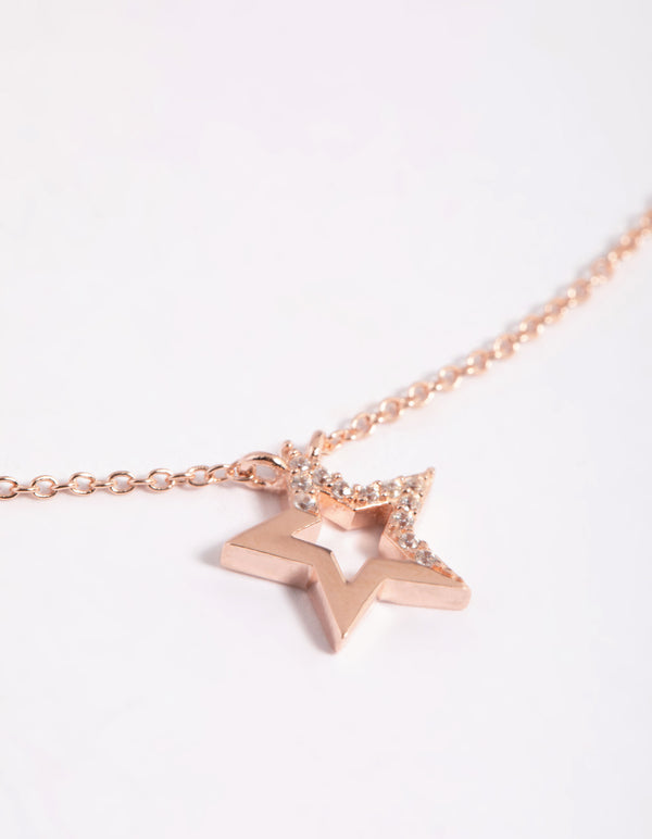 Rose Gold Plated Sterling Silver Star Necklace