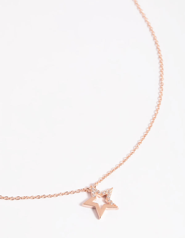 Rose Gold Plated Sterling Silver Star Necklace