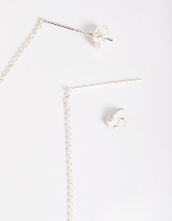 Sterling Silver Lotus Thread Through Earrings