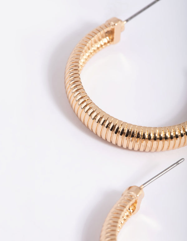 Gold Textured Hoop Earrings