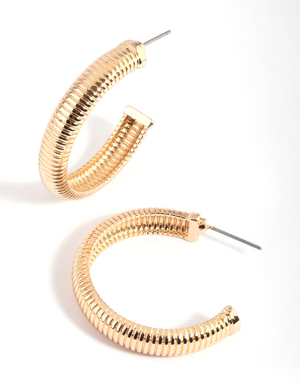 Gold Textured Hoop Earrings