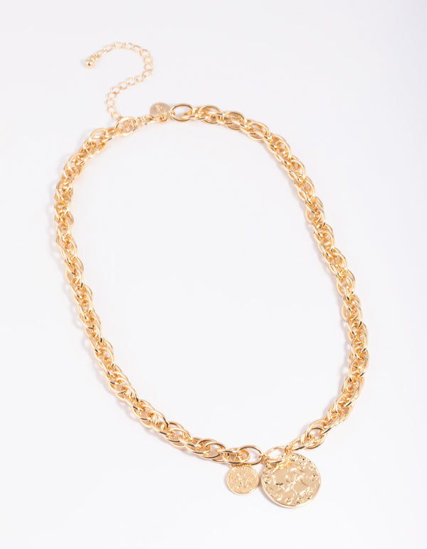 Gold Chunky Chain Coin Necklace