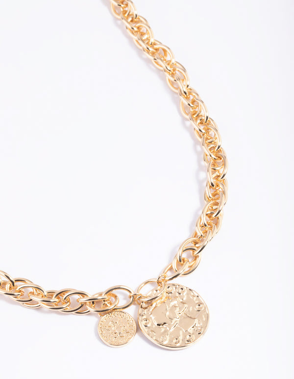 Gold Chunky Chain Coin Necklace