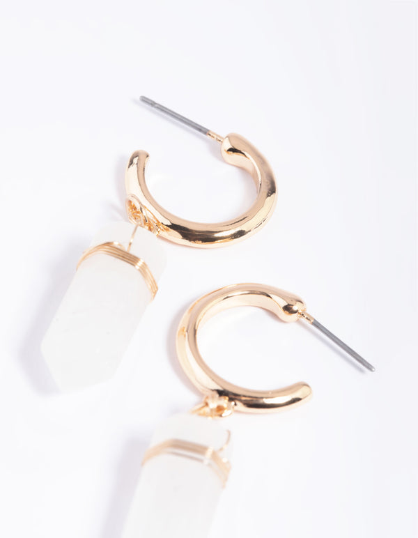 Clear Quartz Shard Hoop Earrings