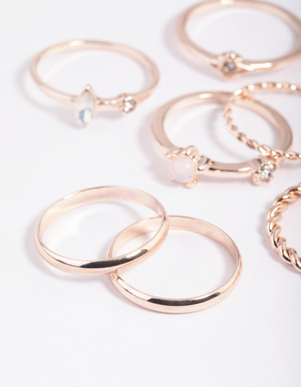 Rose Gold Moon Mixed Ring Stack Pack