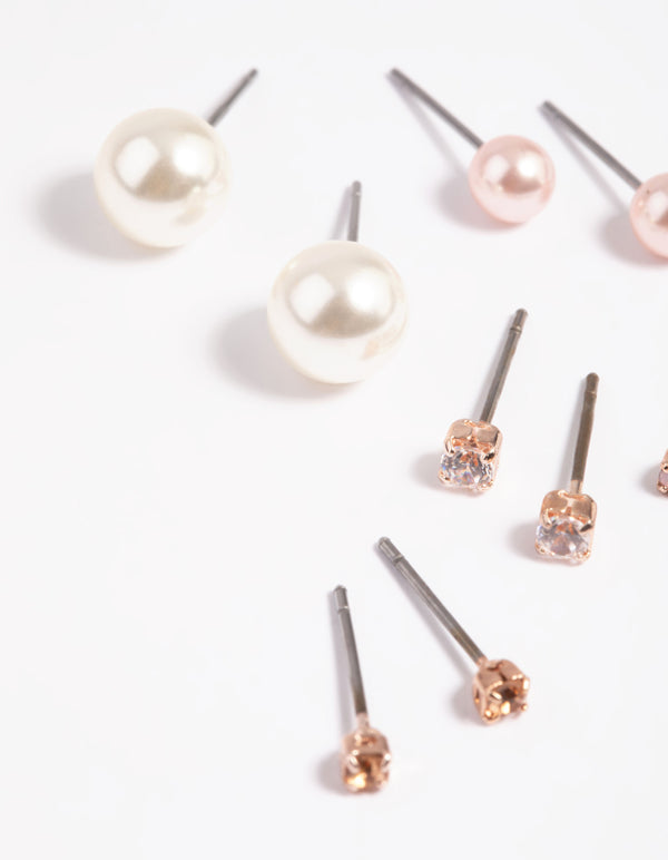 Silver Diamante Stud Earring 5-Pack