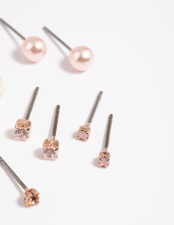 Silver Diamante Stud Earring 5-Pack