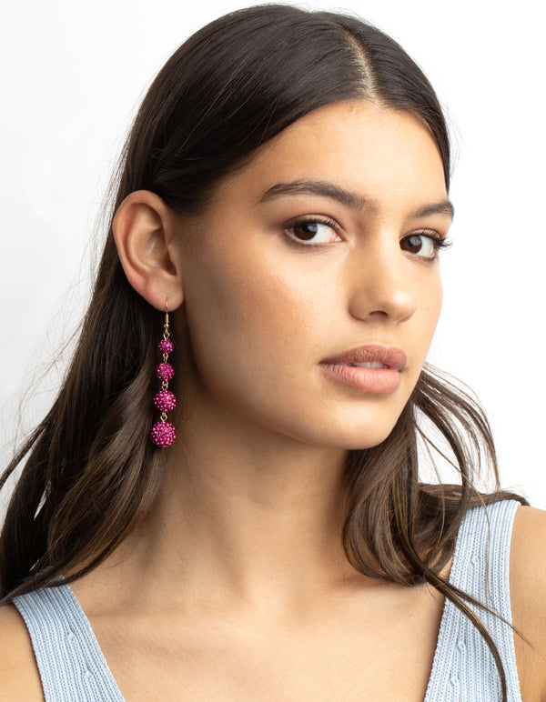 Fuchsia Ball Drop Earrings