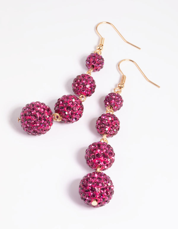 Fuchsia Ball Drop Earrings
